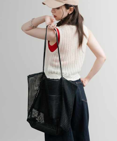 Rocky Monroe（ロッキーモンロー）の「メッシュ大容量トートバッグ ビーチバッグ（トートバッグ・メンズ・ベージュ/ブラック/ホワイト/ピンク・FREE）」の9枚目の写真