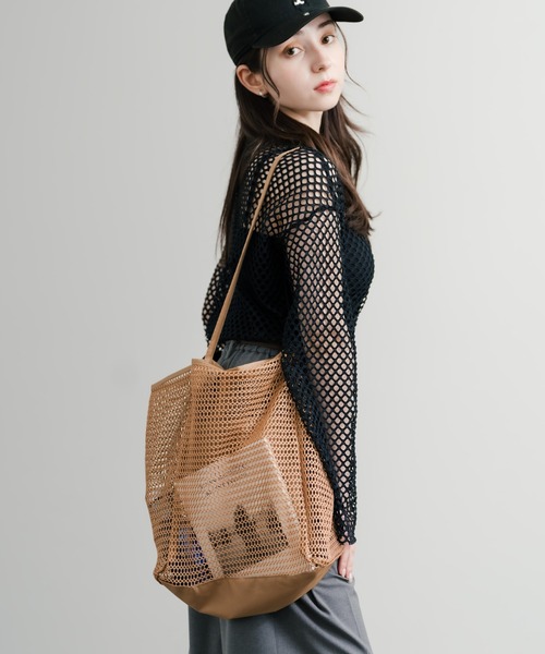 Rocky Monroe（ロッキーモンロー）の「メッシュ大容量トートバッグ ビーチバッグ（トートバッグ・メンズ・ベージュ/ブラック/ホワイト/ピンク・FREE）」の14枚目の写真