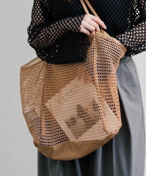Rocky Monroe（ロッキーモンロー）の「メッシュ大容量トートバッグ ビーチバッグ（トートバッグ・メンズ・ベージュ/ブラック/ホワイト/ピンク・FREE）」の15枚目の写真