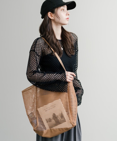 Rocky Monroe（ロッキーモンロー）の「メッシュ大容量トートバッグ ビーチバッグ（トートバッグ・メンズ・ベージュ/ブラック/ホワイト/ピンク・FREE）」の18枚目の写真