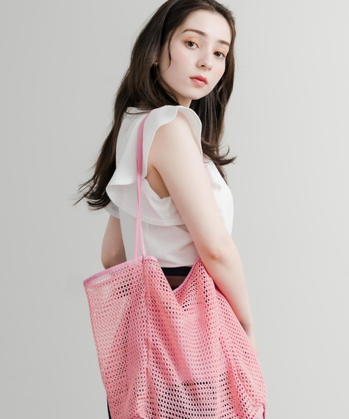 Rocky Monroe（ロッキーモンロー）の「メッシュ大容量トートバッグ ビーチバッグ（トートバッグ・メンズ・ベージュ/ブラック/ホワイト/ピンク・FREE）」の19枚目の写真