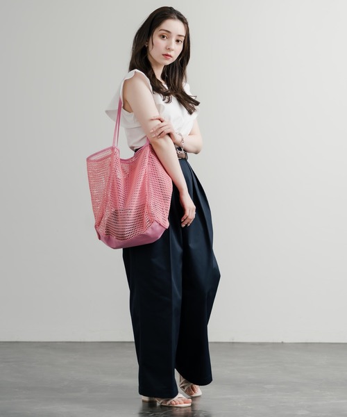 Rocky Monroe（ロッキーモンロー）の「メッシュ大容量トートバッグ ビーチバッグ（トートバッグ・メンズ・ベージュ/ブラック/ホワイト/ピンク・FREE）」の21枚目の写真