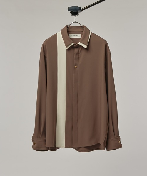 CULLNI（クルニ）の「【CULLNI/クルニ】 レイヤードカラー比翼シャツ（シャツ/ブラウス・メンズ・ブラック/ブラウン/ダークグレー・1/2）」の2枚目の写真