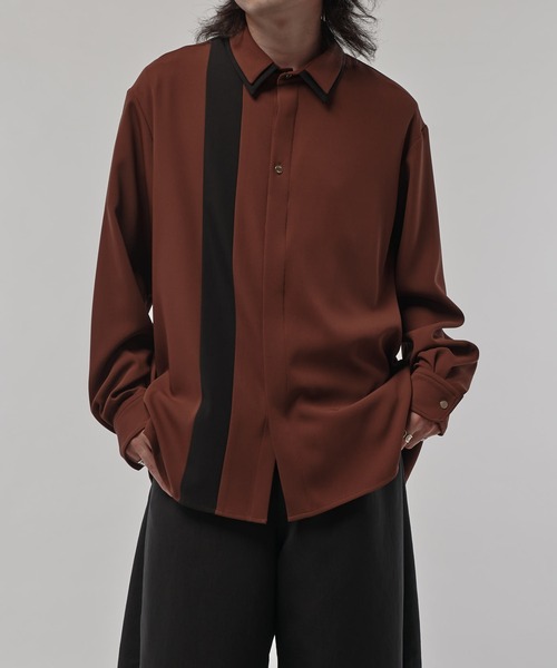 CULLNI（クルニ）の「【CULLNI/クルニ】 レイヤードカラー比翼シャツ（シャツ/ブラウス・メンズ・ブラック/ブラウン/ダークグレー・1/2）」の22枚目の写真