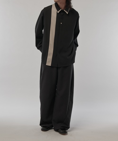 CULLNI（クルニ）の「【CULLNI/クルニ】 レイヤードカラー比翼シャツ（シャツ/ブラウス・メンズ・ブラック/ブラウン/ダークグレー・1/2）」の13枚目の写真