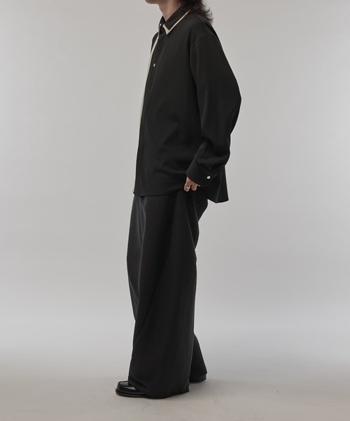 CULLNI（クルニ）の「【CULLNI/クルニ】 レイヤードカラー比翼シャツ（シャツ/ブラウス・メンズ・ブラック/ブラウン/ダークグレー・1/2）」の14枚目の写真