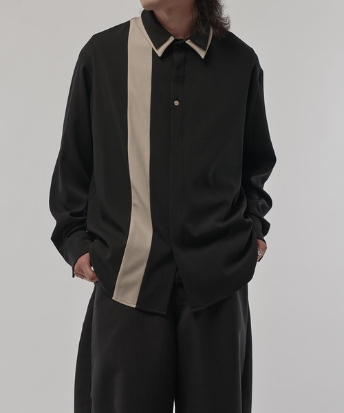 CULLNI（クルニ）の「【CULLNI/クルニ】 レイヤードカラー比翼シャツ（シャツ/ブラウス・メンズ・ブラック/ブラウン/ダークグレー・1/2）」の8枚目の写真