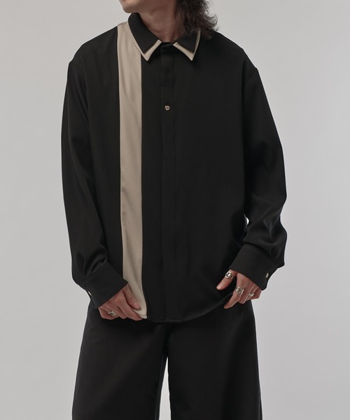 CULLNI（クルニ）の「【CULLNI/クルニ】 レイヤードカラー比翼シャツ（シャツ/ブラウス・メンズ・ブラック/ブラウン/ダークグレー・1/2）」の9枚目の写真