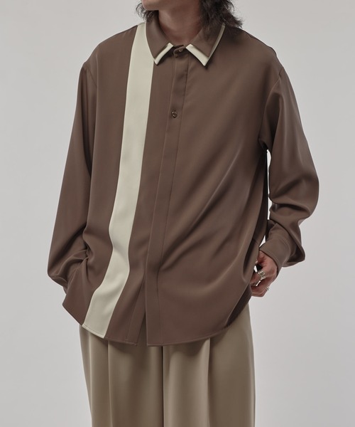 CULLNI（クルニ）の「【CULLNI/クルニ】 レイヤードカラー比翼シャツ（シャツ/ブラウス・メンズ・ブラック/ブラウン/ダークグレー・1/2）」の16枚目の写真