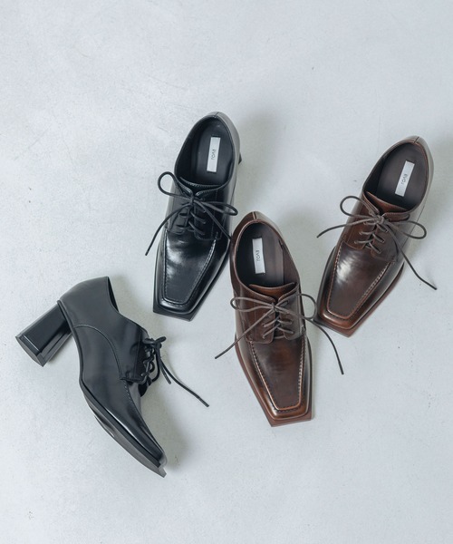 セール】【ふかふか・柔らかい】スクエアレースアップシューズ BZ23843