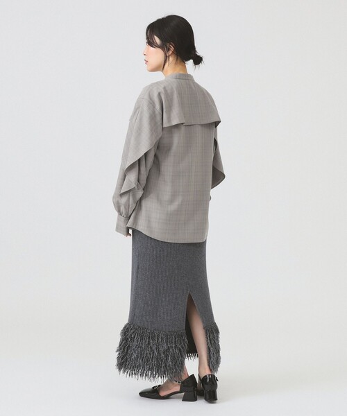 Ray BEAMS（レイビームス）の「RBS / バンドカラーケープ ブラウス（シャツ/ブラウス・レディース・ホワイト/ライトグレー・ONE SIZE）」の5枚目の写真