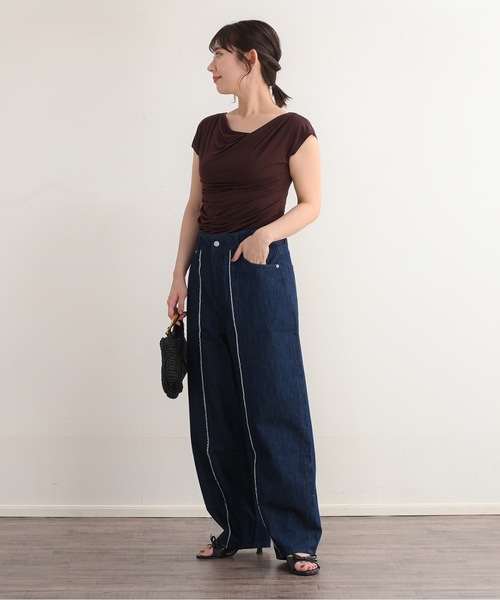 ZOZOMARKET（ゾゾマーケット）の「ZOZOMARKET by Aimeri-フロントフリンジワイドデニム（デニムパンツ・レディース・インディゴブルー・マルチサイズ）」の3枚目の写真