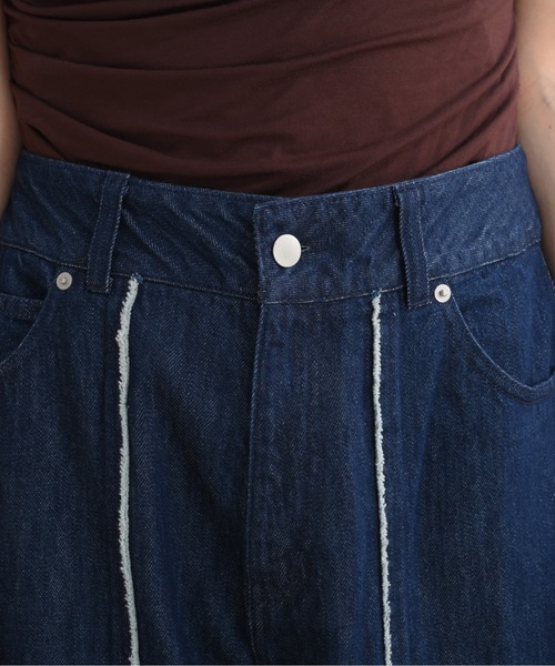 ZOZOMARKET（ゾゾマーケット）の「ZOZOMARKET by Aimeri-フロントフリンジワイドデニム（デニムパンツ・レディース・インディゴブルー・マルチサイズ）」の8枚目の写真
