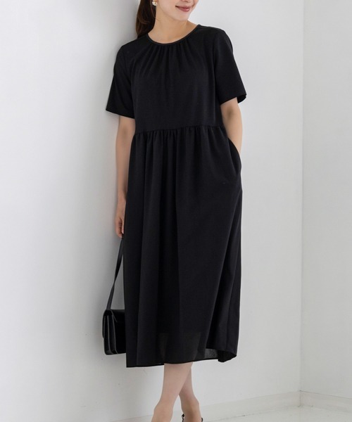 Sono(ソーノ)の「【新作5/8発売】ご自宅でお洗濯可能/UVカット/ストレッチ/接触冷感【SONO/ソーノ】エッセンシャルコットンTeeワンピース(ワンピース・レディース・ネイビー/ブラック・F)」の2枚目の写真