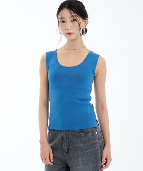 PUBLIC TOKYO(パブリックトウキョウ)の「ハイゲージニットタンク(タンクトップ・レディース・オレンジ/ブラウン/ブルー・FREE)」の2枚目の写真