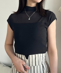 ノースリーブ ハイネックシアートップス