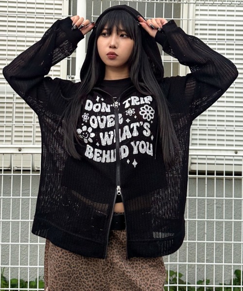 A'gem（エージェム）の「A'GEM/9 × .kom 『A'gem/エージェム』メッシュニットカーディガン（カーディガン/ボレロ・メンズ・ブラック・FREE）」の2枚目の写真