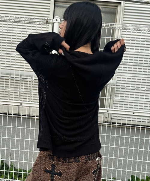 A'gem（エージェム）の「A'GEM/9 × .kom 『A'gem/エージェム』メッシュニットカーディガン（カーディガン/ボレロ・メンズ・ブラック・FREE）」の3枚目の写真