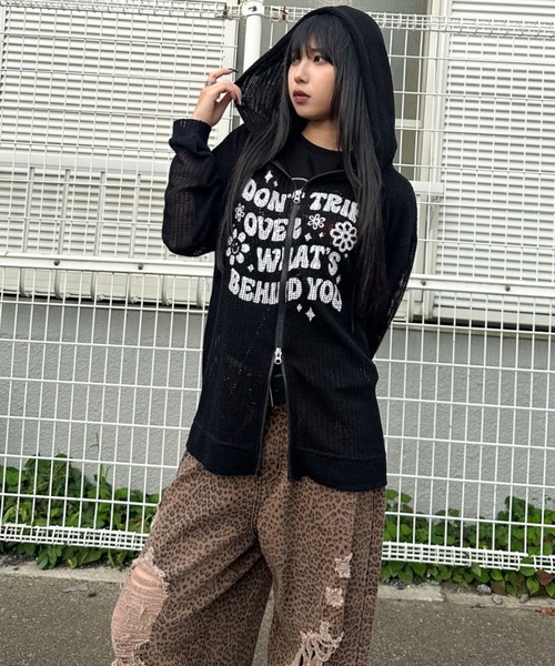 A'gem（エージェム）の「A'GEM/9 × .kom 『A'gem/エージェム』メッシュニットカーディガン（カーディガン/ボレロ・メンズ・ブラック・FREE）」の4枚目の写真