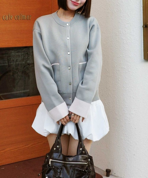 GeeRA（ジーラ）の「春の羽織りに！ゴールドボタン配色カラーニットカーディガン（カーディガン/ボレロ・レディース・チャコール/ベージュ/グレー系その他・SMALL/MEDIUM/LARGE/X-LARGE）」の14枚目の写真