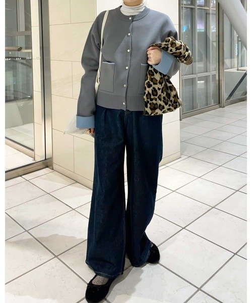 GeeRA（ジーラ）の「春の羽織りに！ゴールドボタン配色カラーニットカーディガン（カーディガン/ボレロ・レディース・チャコール/ベージュ/グレー系その他・SMALL/MEDIUM/LARGE/X-LARGE）」の20枚目の写真