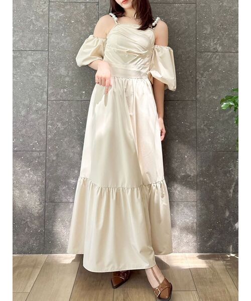 dazzlin(ダズリン)の「【吉田朱里】パール2wayボリュームワンピース(ワンピース・レディース・アイボリー/ブラック/ベージュ・SMALL/MEDIUM)」の9枚目の写真