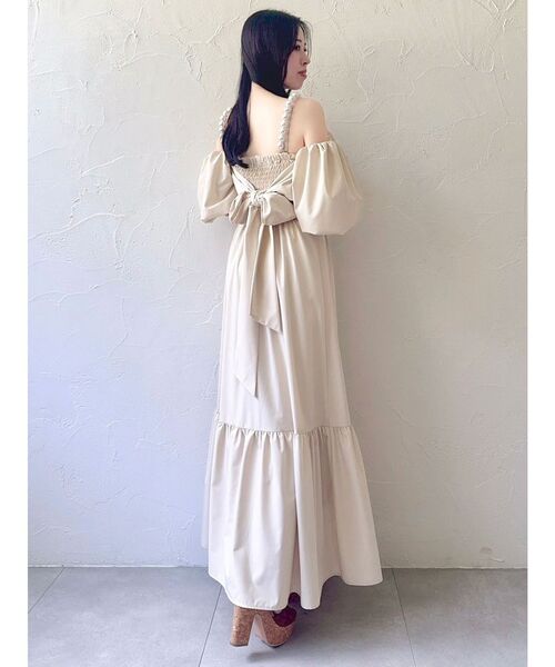 吉田朱里】パール2wayボリュームワンピース（ワンピース