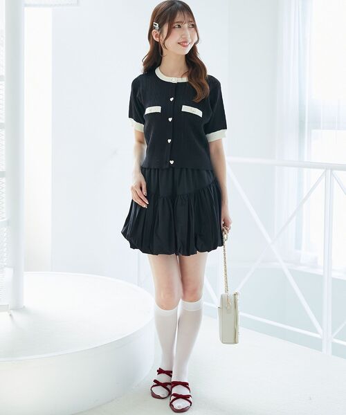 MAJESTIC LEGON(マジェスティックレゴン)の「バイカラーケーブルニットカーデ(カーディガン/ボレロ・レディース・ブラック/ライトグレー/ネイビー/アイボリー・MEDIUM)」の19枚目の写真