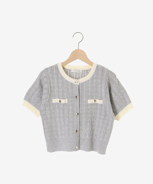 MAJESTIC LEGON(マジェスティックレゴン)の「バイカラーケーブルニットカーデ(カーディガン/ボレロ・レディース・ブラック/ライトグレー/ネイビー/アイボリー・MEDIUM)」の7枚目の写真