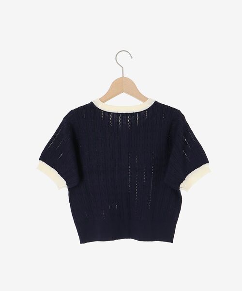 MAJESTIC LEGON(マジェスティックレゴン)の「バイカラーケーブルニットカーデ(カーディガン/ボレロ・レディース・ブラック/ライトグレー/ネイビー/アイボリー・MEDIUM)」の9枚目の写真