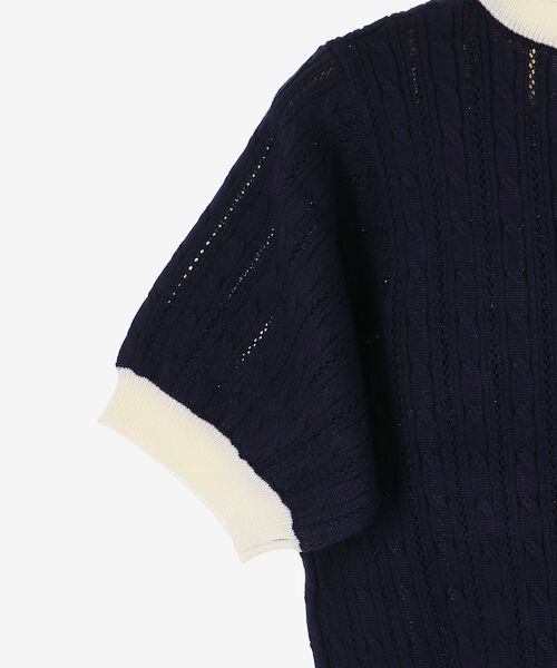 MAJESTIC LEGON(マジェスティックレゴン)の「バイカラーケーブルニットカーデ(カーディガン/ボレロ・レディース・ブラック/ライトグレー/ネイビー/アイボリー・MEDIUM)」の11枚目の写真