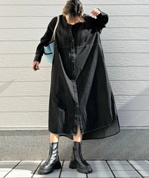 ピンタックマキシシャツワンピース ロングワンピース ワンピース 長袖