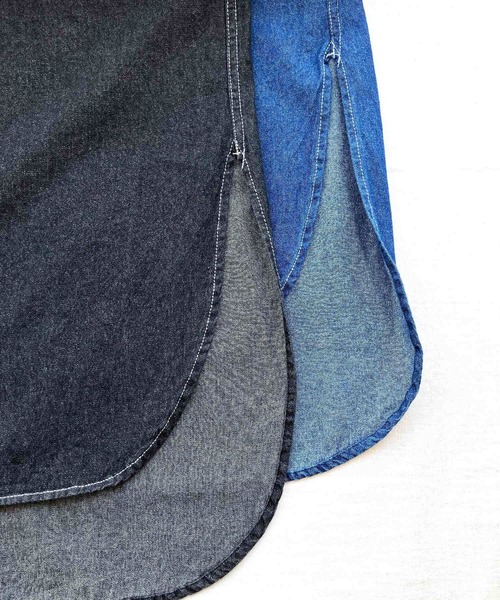 Q（キュー）の「ピンタックデニムワンピース（シャツワンピース・レディース・ネイビー/ブラック・MEDIUM）」の14枚目の写真