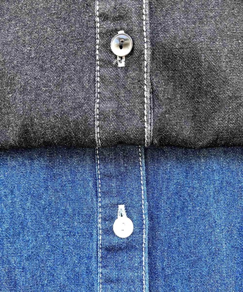Q（キュー）の「ピンタックデニムワンピース（シャツワンピース・レディース・ネイビー/ブラック・MEDIUM）」の11枚目の写真