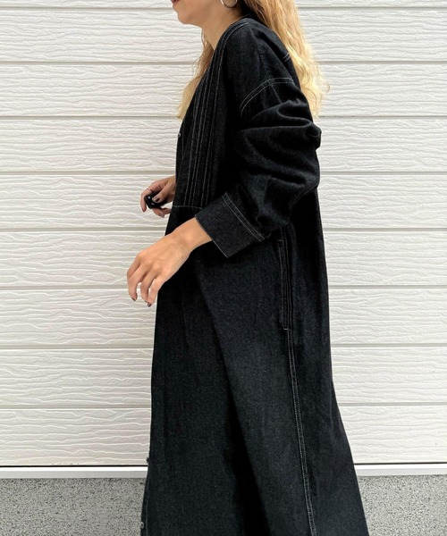 Q（キュー）の「ピンタックデニムワンピース（シャツワンピース・レディース・ネイビー/ブラック・MEDIUM）」の17枚目の写真