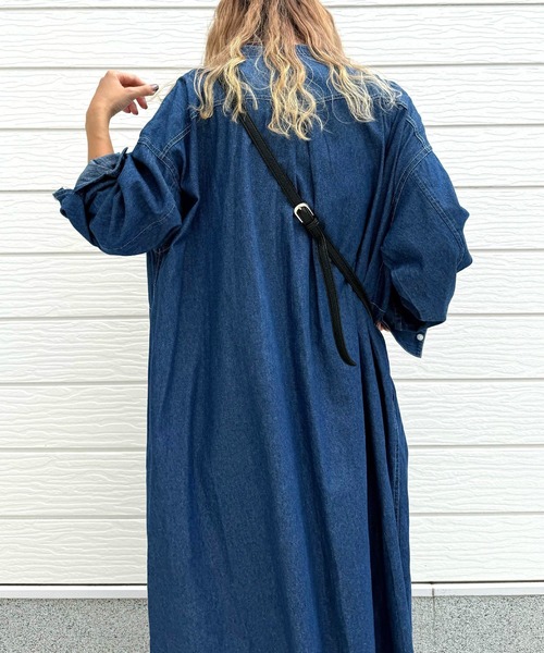 Q（キュー）の「ピンタックデニムワンピース（シャツワンピース・レディース・ネイビー/ブラック・MEDIUM）」の21枚目の写真