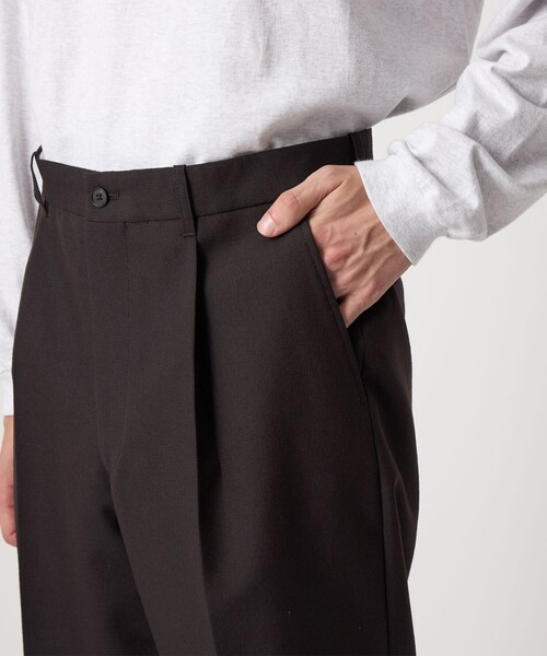 ＜Steven Alan＞ TCL オックス アウト ワンプリーツ スラックス Steven Alan＞ ウール オックスフォード アウト ワンプリーツ