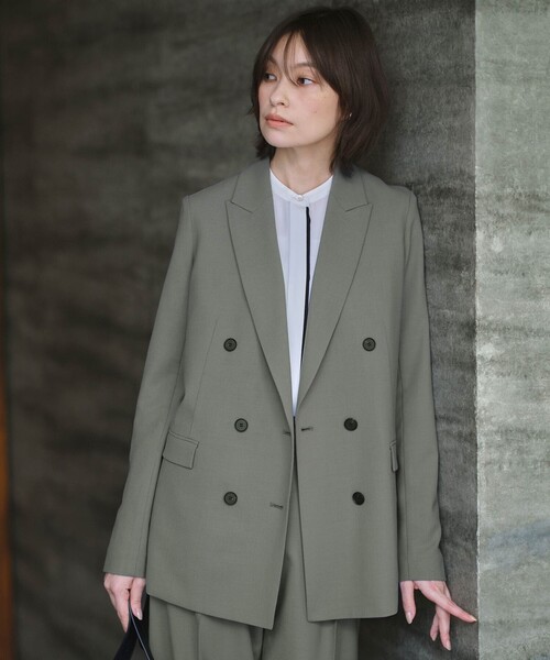 ウール2WAYストレッチ ダブルブレストジャケット（テーラード