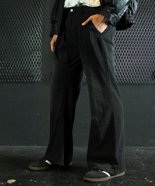 Beno（ビーノ）の「プリーツパネル デニムフレアパンツ（デニムパンツ・メンズ・ブラック・MEDIUM/LARGE/X-LARGE）」の2枚目の写真