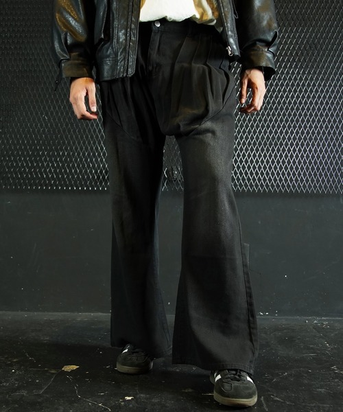 Beno（ビーノ）の「プリーツパネル デニムフレアパンツ（デニムパンツ・メンズ・ブラック・MEDIUM/LARGE/X-LARGE）」の4枚目の写真
