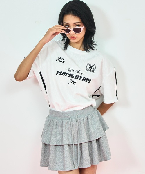 ANAP(アナップ)の「ゲーミング 刺繍 ライン レース Tシャツ(Tシャツ/カットソー・レディース・オレンジ/ホワイト/ピンク/ブラック・FREE)」の19枚目の写真