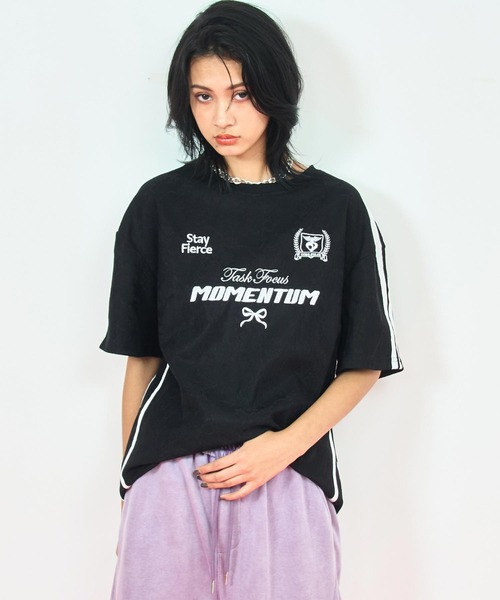 ANAP(アナップ)の「ゲーミング 刺繍 ライン レース Tシャツ(Tシャツ/カットソー・レディース・オレンジ/ホワイト/ピンク/ブラック・FREE)」の22枚目の写真