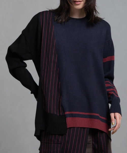 MARECHAL TERRE（マルシャルテル）の「スイッチングニットプルオーバー（ニット/セーター・レディース・グレー/ネイビー/ブルー/ブラウン・M）」の12枚目の写真