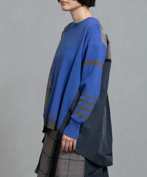 MARECHAL TERRE（マルシャルテル）の「スイッチングニットプルオーバー（ニット/セーター・レディース・グレー/ネイビー/ブルー/ブラウン・M）」の5枚目の写真