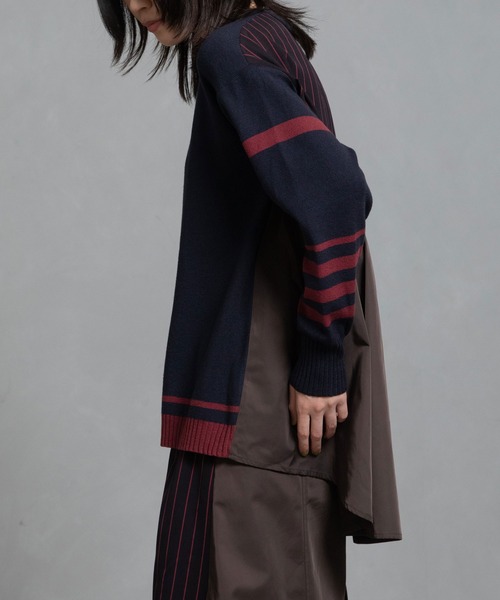 MARECHAL TERRE（マルシャルテル）の「スイッチングニットプルオーバー（ニット/セーター・レディース・グレー/ネイビー/ブルー/ブラウン・M）」の13枚目の写真