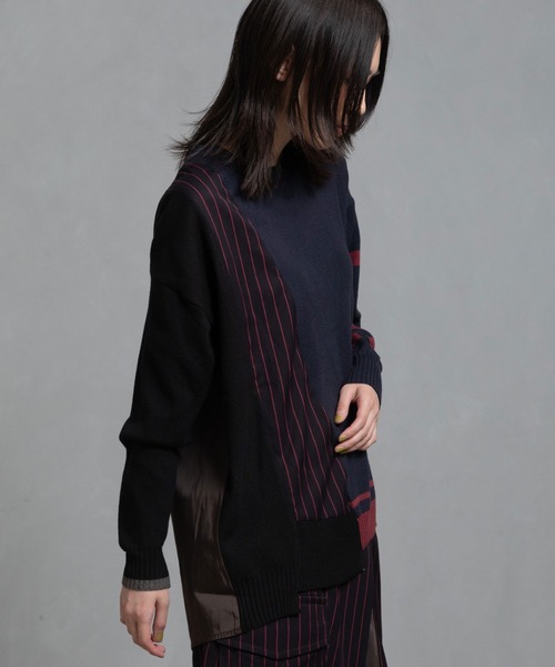 MARECHAL TERRE（マルシャルテル）の「スイッチングニットプルオーバー（ニット/セーター・レディース・グレー/ネイビー/ブルー/ブラウン・M）」の15枚目の写真