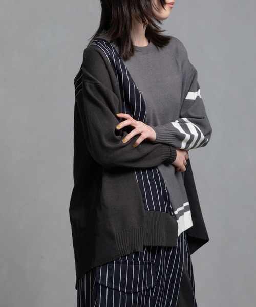 MARECHAL TERRE（マルシャルテル）の「スイッチングニットプルオーバー（ニット/セーター・レディース・グレー/ネイビー/ブルー/ブラウン・M）」の19枚目の写真