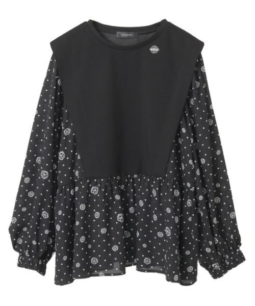 INGEBORG(インゲボルグ)の「カメリアドットpt.使いカットソー(Tシャツ/カットソー・レディース・ブラウン/ネイビー/ブラック・MEDIUM)」の2枚目の写真