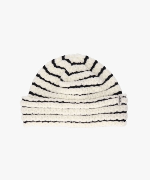 OVERRIDE(オーバーライド)の「OVERRIDE BOUCLE BORDER KNIT WATCH SG / オーバーライド(ニットキャップ/ビーニー・レディース・ホワイト/ブラック/パープル・57~59cm)」の9枚目の写真
