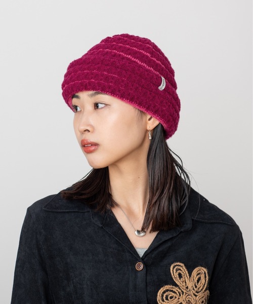 OVERRIDE(オーバーライド)の「OVERRIDE BOUCLE BORDER KNIT WATCH SG / オーバーライド(ニットキャップ/ビーニー・レディース・ホワイト/ブラック/パープル・57~59cm)」の12枚目の写真